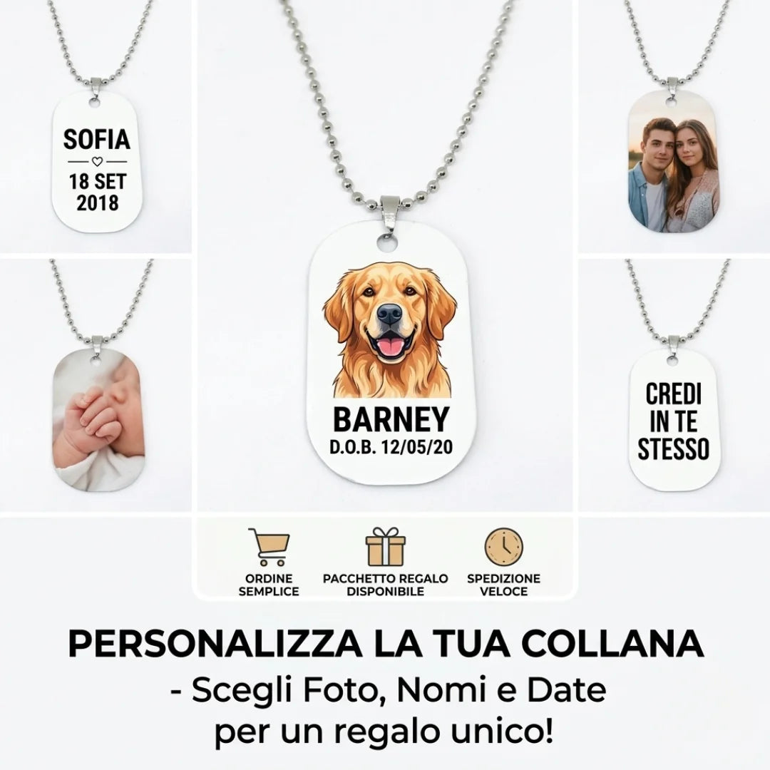 Collana Personalizzata con Foto e Dedica – Stampa Fronte/Retro 💖