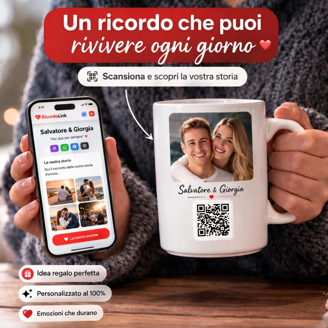 Tazza Personalizzata con QR Code – La Tua Storia Sempre con Te ❤️