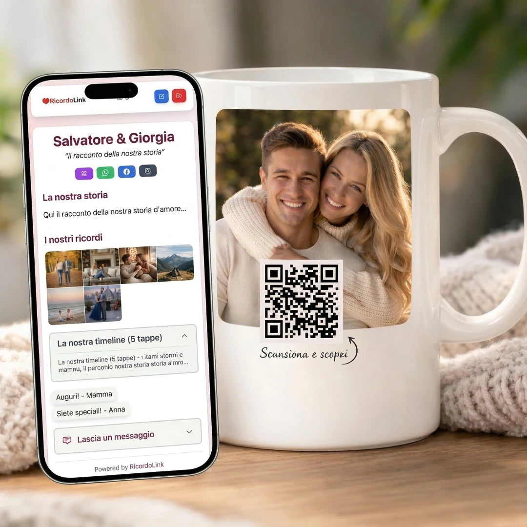 Tazza Personalizzata con QR Code – La Tua Storia Sempre con Te ❤️